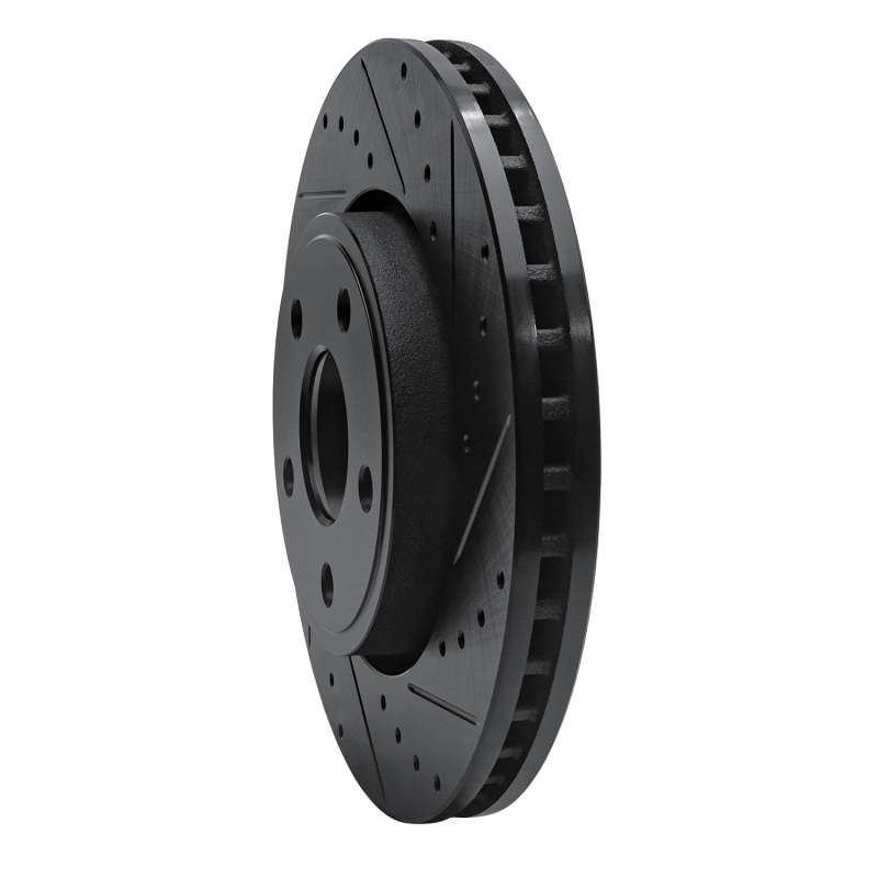 Dodge Durango Brake Rotor (1) - Front Right - R1 Concepts - Drilled & Slotted - Black - `11-`22